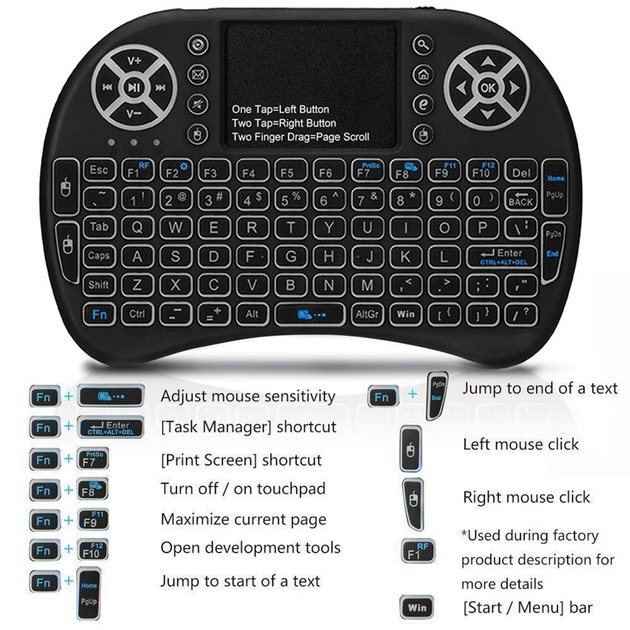 Беспроводная клавиатура Keyboard Backlit mini с тачпадом и подсветкой - изображение 5