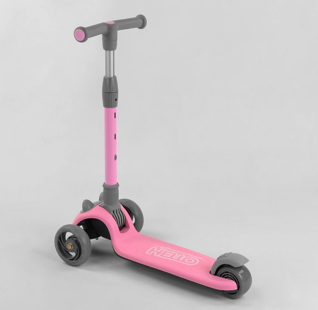 Самокат трехколесный Best Scooter складной алюминиевый руль, 3 колеса PU со светом Pink (102029) - изображение 6