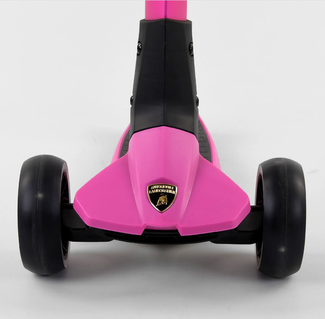 Самокат Lamborghini триколісний складне алюмінієве кермо, колеса PU зі світлом Pink/Black (101284) - зображення 4