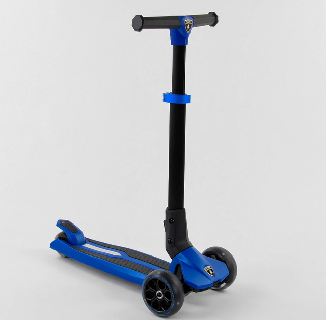 Самокат Lamborghini трехколесный складной алюминиевый руль, колеса PU со светом Blue/Black (101283) - изображение 8