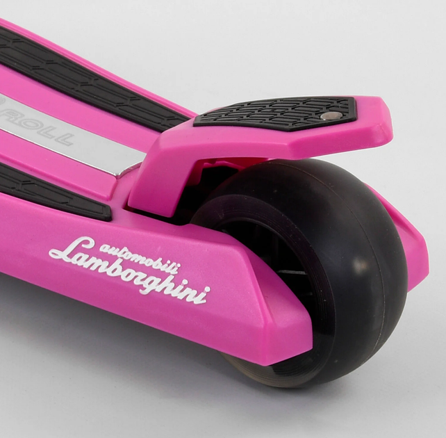 Самокат Lamborghini триколісний складне алюмінієве кермо, колеса PU зі світлом Pink/Black (101284) - зображення 7
