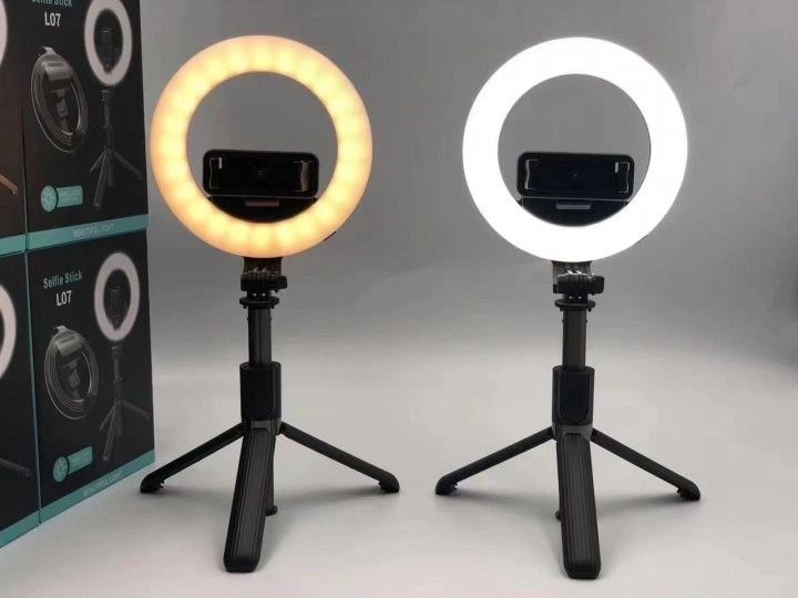 Монопод для селфи с кольцевой LED лампой Selfie stick L07 7332 на складной на треноге с Bluetooth пультом - изображение 8