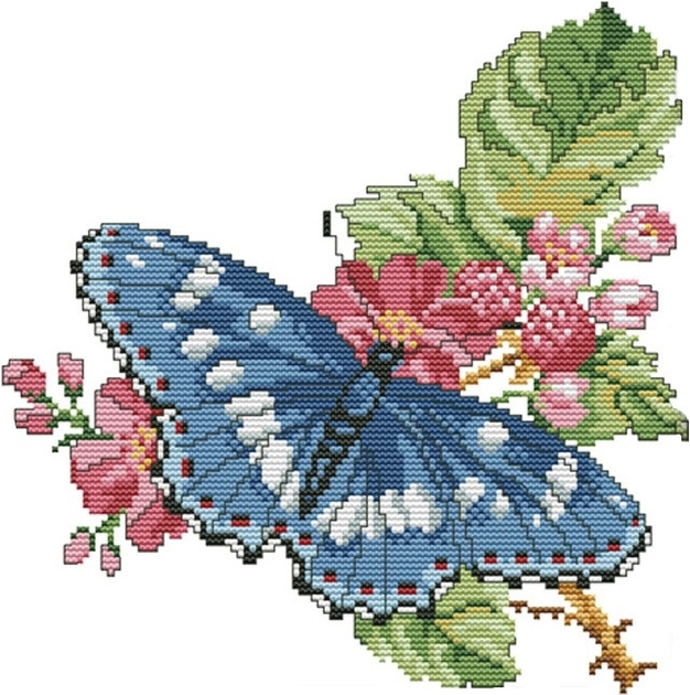 Алмазная вышивка Бабочка на цветах Брашми (GF3482, На подрамнике)