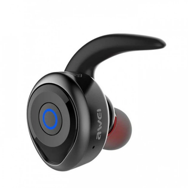 Беспроводные Bluetooth стерео вакуумные спортивные наушники Awei Plus Original с микрофоном Чёрные (T1) - Фото 9 Беспроводные Bluetooth стерео вакуумные спортивные наушники Awei Plus Original с микрофоном Чёрные (T1) - изображение 9