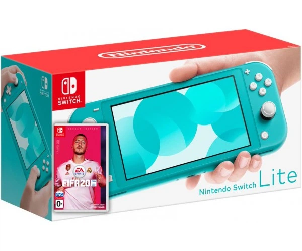 Nintendo Switch Lite Turquoise + Игра FIFA 20 Legacy Edition (русская версия) - Фото 1 Nintendo Switch Lite Turquoise + Игра FIFA 20 Legacy Edition (русская версия) - изображение 1
