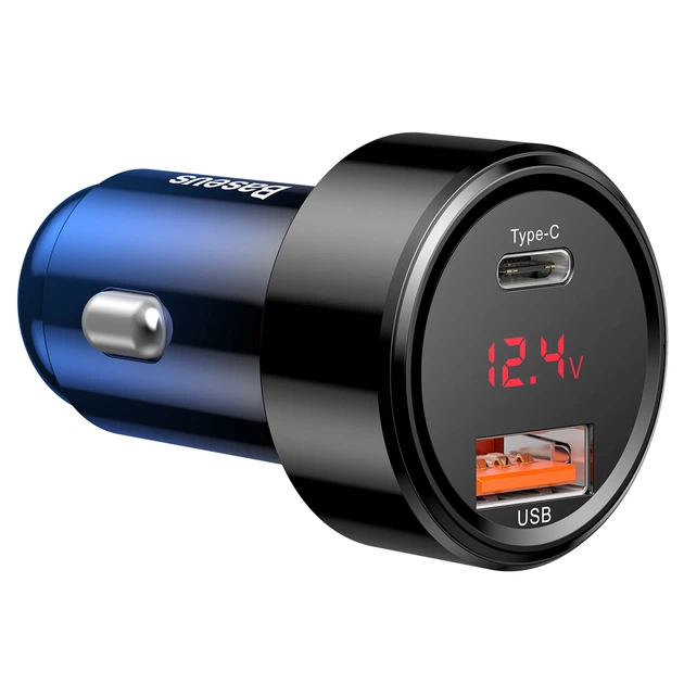 Автомобильное зарядное устройство Baseus Magic Series Dual Quick Charge Car Charger QC 4.0 45W USB + Type-C Синий - Фото 4 Автомобильное зарядное устройство Baseus Magic Series Dual Quick Charge Car Charger QC 4.0 45W USB + Type-C Синий - изображение 4
