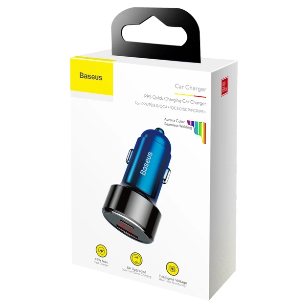 Автомобильное зарядное устройство Baseus Magic Series Dual Quick Charge Car Charger QC 4.0 45W USB + Type-C Синий - Фото 7 Автомобильное зарядное устройство Baseus Magic Series Dual Quick Charge Car Charger QC 4.0 45W USB + Type-C Синий - изображение 7