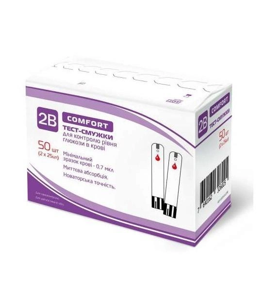 Тест-полоски 2B (Комфорт) для контроля уровня глюкозы в крови упаковка 50 шт - изображение 1