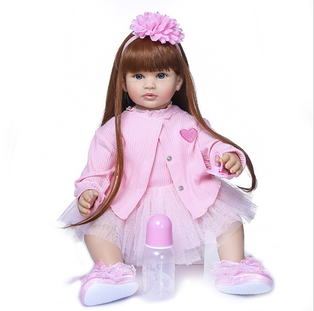 Силіконова Колекційна Кукла Реборн Reborn Дівчинка ( Вінілова Кукла Doll5) NPK Высота 60 см - зображення 3