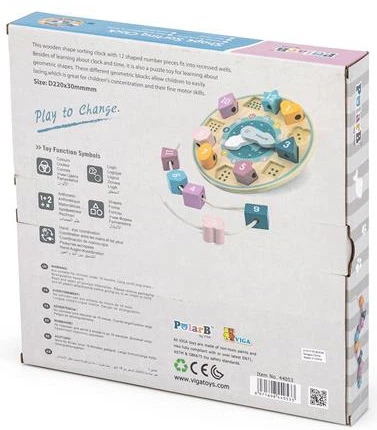 Дерев'яний сортер-шнурівка Viga Toys PolarB Годинник (6971608440533) - зображення 2
