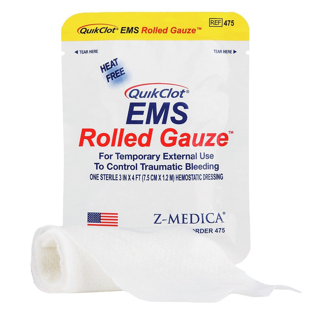 Кровоспинний гемостатический бинт Z-Medica EMS Rolled Gauze - зображення 1