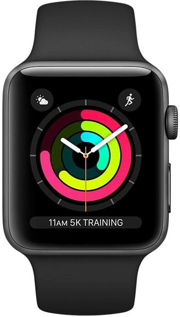 Смарт-часы Apple Watch Series 3 GPS 38mm Space Grey Aluminium Case with Black Sport Band (MTF02FS/A) - изображение 2