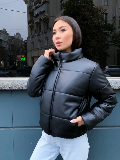 Зимова куртка з еко шкіри K&ML 05 M - L ( 46 - 48 ) Чорний ( 05 - 01) - Фото 2 Зимова куртка з еко шкіри K&ML 05 M - L ( 46 - 48 ) Чорний ( 05 - 01) - зображення 2