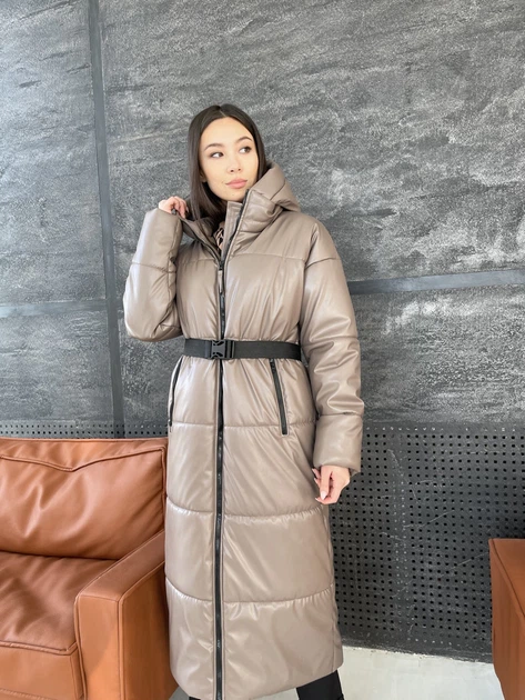 Зимнее пальто оверсайз из эко кожи K&ML 04 ( 42-48) Какао 04 - 02 - изображение 2