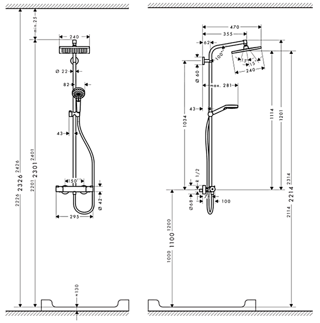 Душова система HANSGROHE Crometta E Showerpipe 240 1jet з термостатом (27271000) - зображення 4