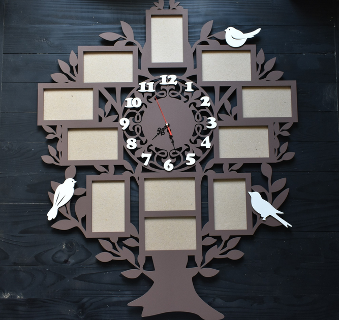 Часы настенные 6 фоторамок разной формы