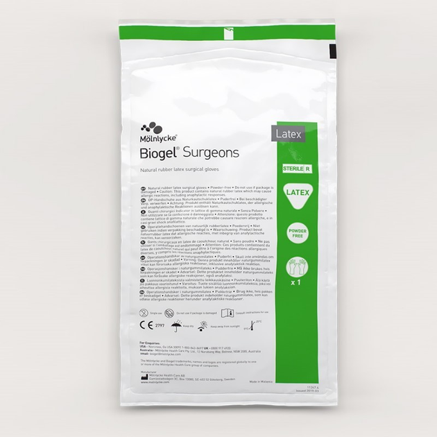 Перчатки хирургические стерильные Molnlycke Biogel Surgeons M (7.5) - изображение 2