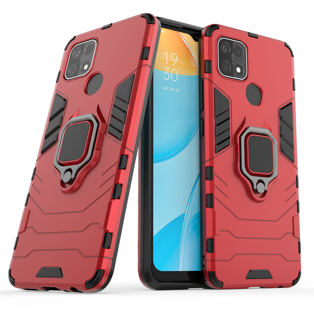 Чохол Fiji Ring для Oppo A15/A15s броньований бампер з червоним кільцем - Фото 1 Чохол Fiji Ring для Oppo A15/A15s броньований бампер з червоним кільцем - зображення 1
