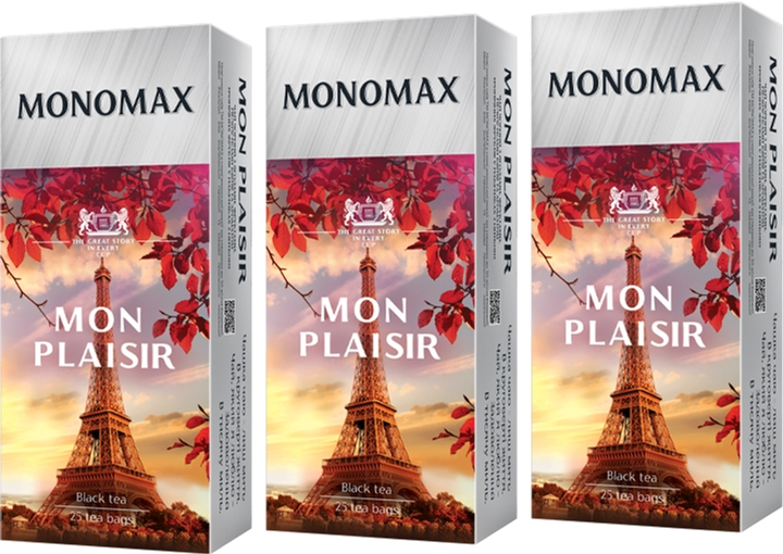 Акція на Упаковка чаю Мономах чорного Mon Plaisir 3 пачки по 25 пакетиків від Rozetka
