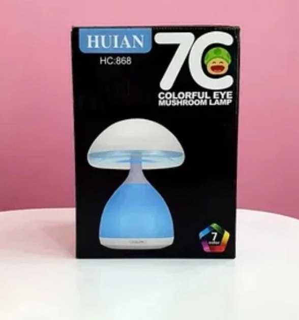 Нічник для дому UKC HUIAN HC-868 Colorful EYE mushroom lamp LED USB 7 colors світильник гриб, м'який лід нічник, лампа яка змінює колір Білий - зображення 6