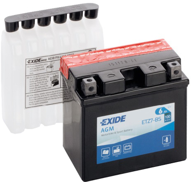 Мото аккумулятор Exide AGM 6 Ah Ев (-/+) 100EN (ETZ7-BS) – фото, отзывы ...