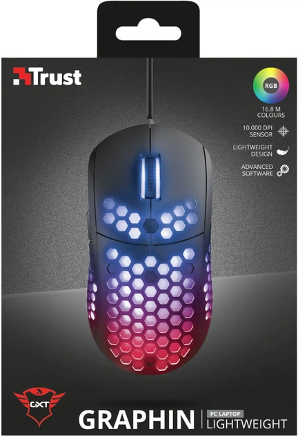 Мышь Trust GXT 960 Graphin Ultra-lightweight RGB USB Black (TR23758) - изображение 10