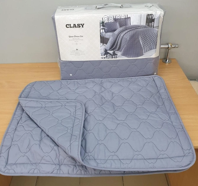 Покрывало стеганное хлопковое с наволочками Aran Clasy 240x260 Rabel V1 Серый - изображение 2