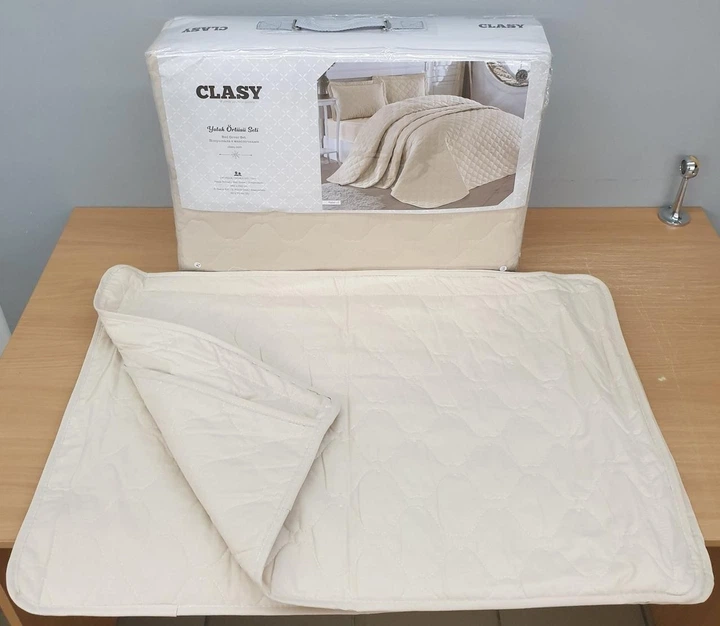 Покрывало стеганное хлопковое с наволочками Aran Clasy 240x260 Rabel V3 Бежевый - изображение 2