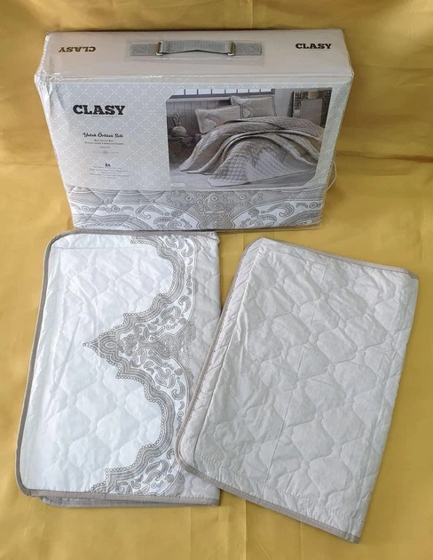 Покривало стеганное бавовняна з наволочками Aran Clasy 240x260 Mikanos V2 Бежевий - зображення 2