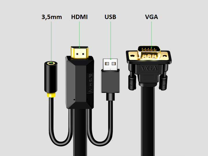 Конвертер кабель HDMI to VGA JH Z130 2м + Аудио + Питание Адаптер Преобразователь - Фото 6 Конвертер кабель HDMI to VGA JH Z130 2м + Аудио + Питание Адаптер Преобразователь - изображение 6