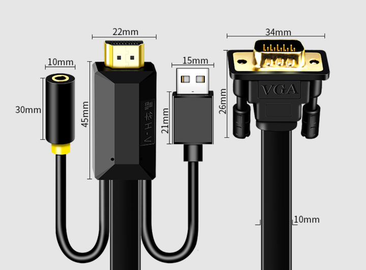Конвертер кабель HDMI to VGA JH Z130 2м + Аудио + Питание Адаптер Преобразователь - Фото 8 Конвертер кабель HDMI to VGA JH Z130 2м + Аудио + Питание Адаптер Преобразователь - изображение 8