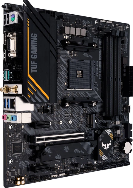 Материнская плата Asus TUF Gaming B550M-E WiFi (sAM4, AMD B550, PCI-Ex16) - Фото 2 Материнская плата Asus TUF Gaming B550M-E WiFi (sAM4, AMD B550, PCI-Ex16) - изображение 2