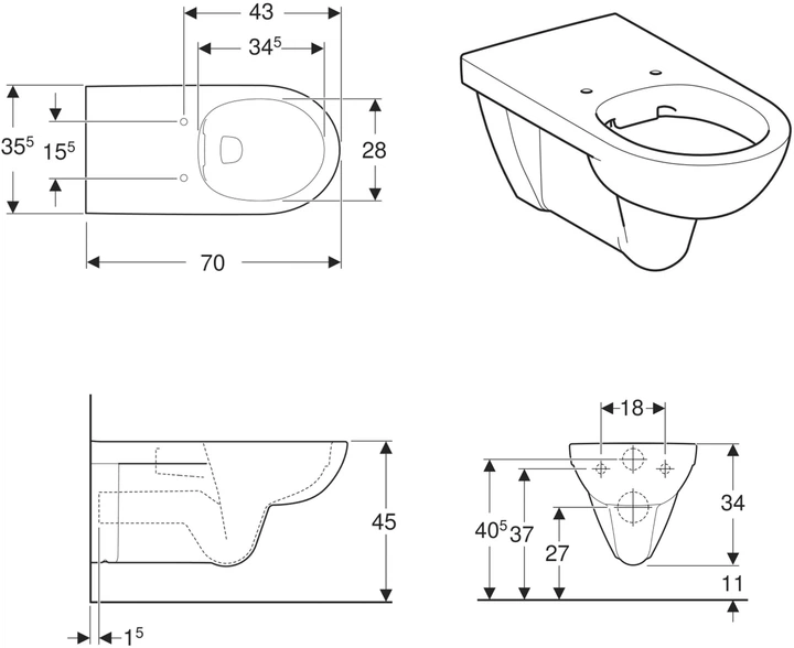Унитаз подвесной GEBERIT Selnova Comfort 500.262.01.1 Rimless без ...