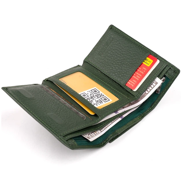 Портмоне унісекс ST Leather зелене з натуральної шкіри горизонтальне маленьке на магніті 55776 - Фото 3 Портмоне унісекс ST Leather зелене з натуральної шкіри горизонтальне маленьке на магніті 55776 - зображення 3