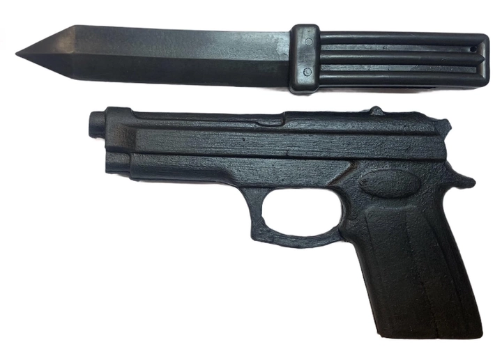 Комплект резиновый Пистолет+нож , муляж, тренировочные - изображение 1