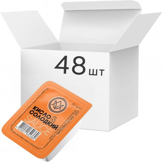 Упаковка соусу в дип-паках Асканія Кисло-солодкий 25 г х 48 шт. (4820071643311) - зображення 1