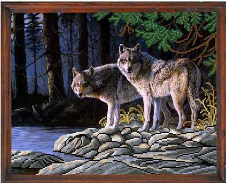 Схема вышивки «Волки в зимнем лесу» (№203039)