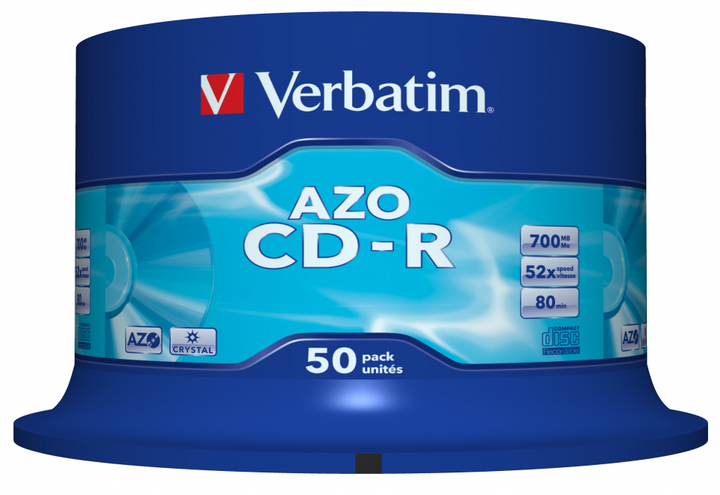 Диск Verbatim CD-R 700Mb 52x Cake 50 Cryst (43343) (5243523) - изображение 2