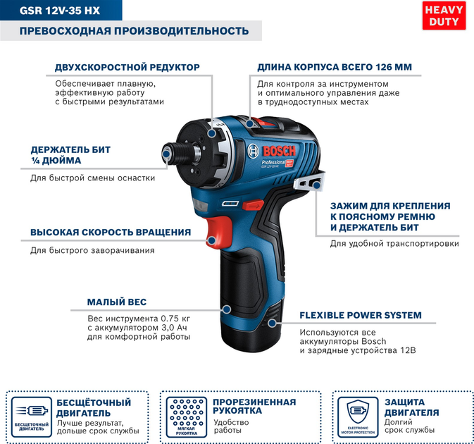 BOSCH Visseuse GSR 12V-35 HX 12V solo - 06019J9102