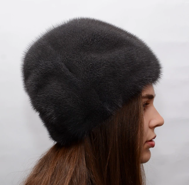 Шапка норковая Меховой Стиль Подковка 54-60 Графитовый (054/C) - изображение 2