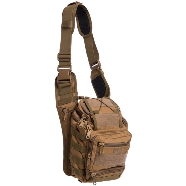 Тактическая сумка Silver Knight наплечная с системой M.O.L.L.E Black (803-coyote) - изображение 1