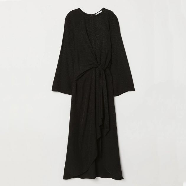 Платье на запах длинное женское H&M 0718227001 38 (165/88А) Черное с леопардовым (2000000830842) 