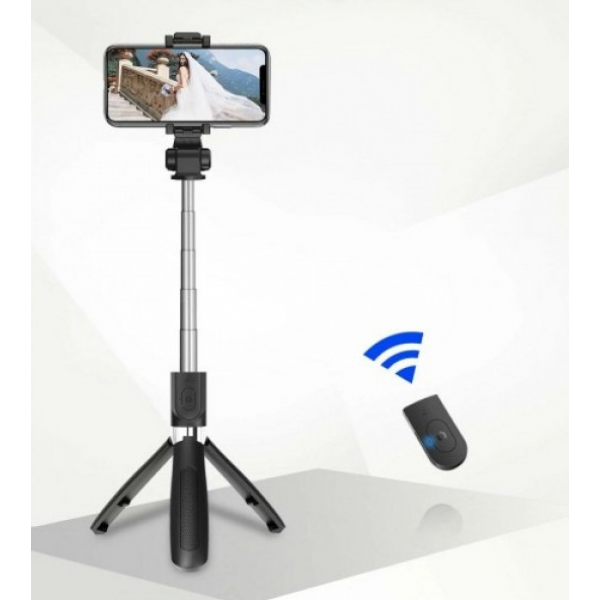 Селфи палиця штатив тринога для телефону Bluetooth з пультом Selfie Stick L01 Чорний - зображення 6