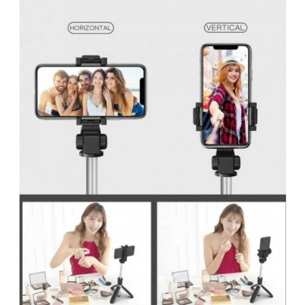 Селфи палиця штатив тринога для телефону Bluetooth з пультом Selfie Stick L01 Чорний - зображення 3