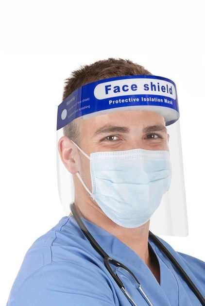 Медицинский защитный прозрачный щиток экран Face Shield для лица - изображение 1