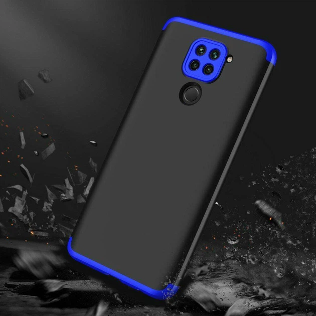 Чехол GKK 360 для Xiaomi Redmi Note 9 бампер противоударный Black-Blue - Фото 4 Чехол GKK 360 для Xiaomi Redmi Note 9 бампер противоударный Black-Blue - изображение 4