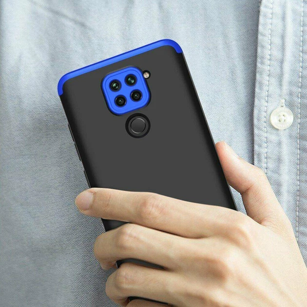 Чехол GKK 360 для Xiaomi Redmi Note 9 бампер противоударный Black-Blue - Фото 6 Чехол GKK 360 для Xiaomi Redmi Note 9 бампер противоударный Black-Blue - изображение 6