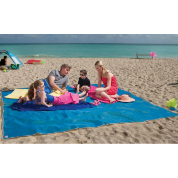Пляжная подстилка Beach Mat, покрывало анти-песок 200 x 150 см из мягкого ПВХ синий (AVE-6629911) - изображение 2