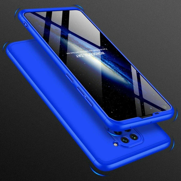 Чехол GKK 360 для Xiaomi Redmi Note 9 бампер противоударный Blue - изображение 5