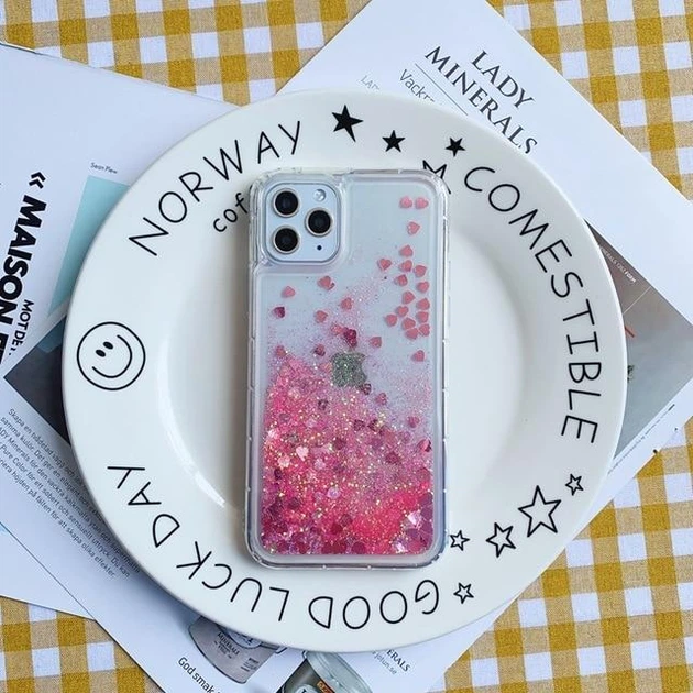 Чехол Glitter для Iphone 11 Pro бампер жидкий блеск Сердце Розовый - Фото 4 Чехол Glitter для Iphone 11 Pro бампер жидкий блеск Сердце Розовый - изображение 4